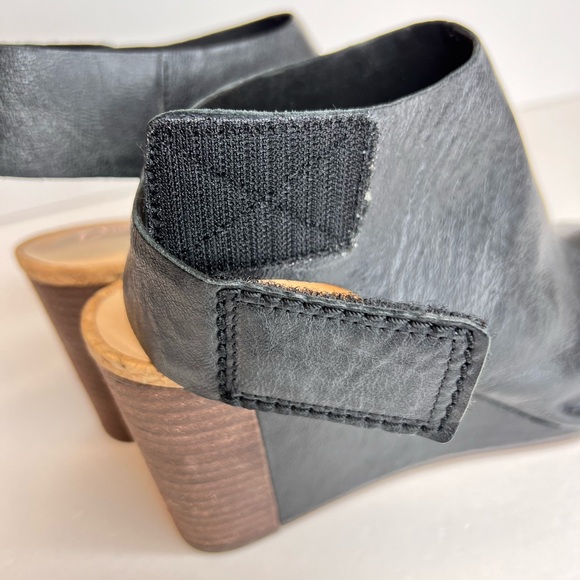 Clarks Spiced Meadow Blk Leather Wedge Open Toe Sandals Comfort Fit Sz 10 As New - Picture 9 of 15